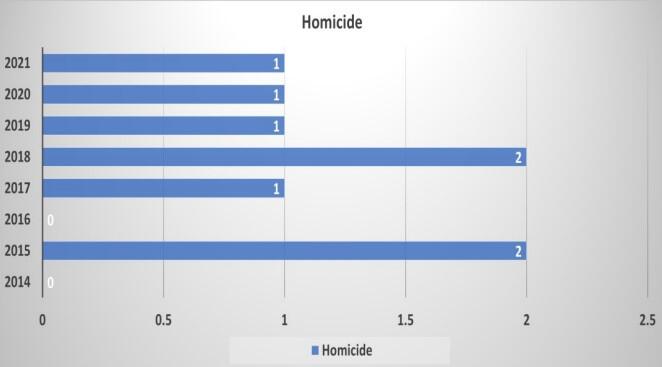 2021 - 2014 Homicide chart - all information listed below
