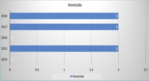 2014 - 2018 Homicide graph - all information in chart listed below